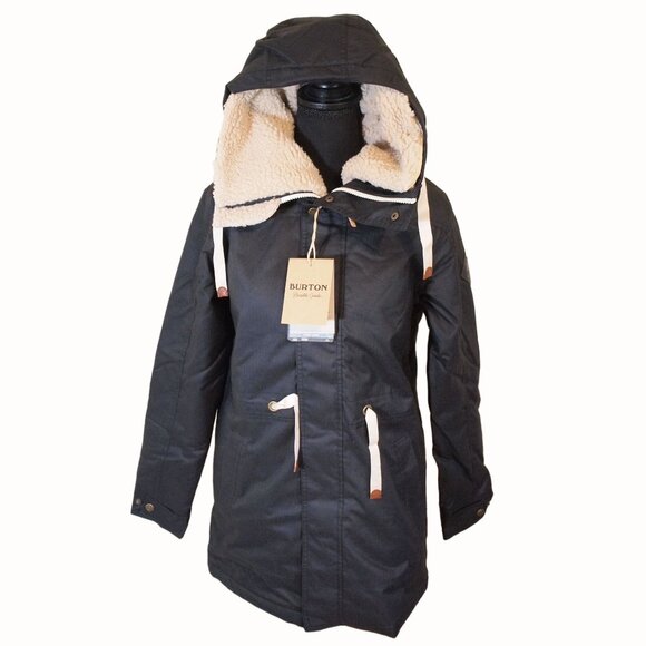 Burton Jackets & Blazers - Burton Hazelton Hooded Jacket Womens Sherpa Fleece Collar True Black Size XS